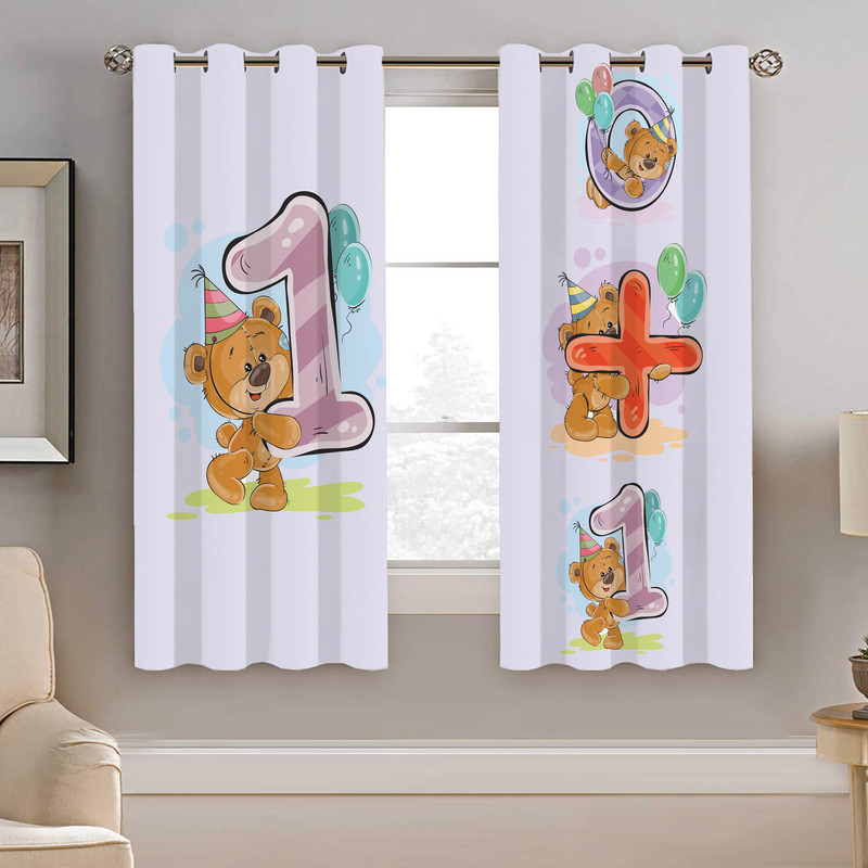 پرده نیروانا طرح خرسی کودک مدل مخمل کد 4345 سایز 140×200 سانتی متر