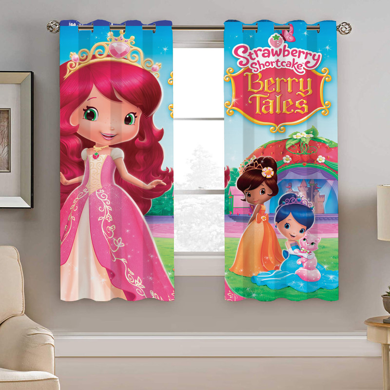 پرده نیروانا طرح دختر توت فرنگی کودک مدل مخمل کد 4159 سایز 140×200 سانتی متر