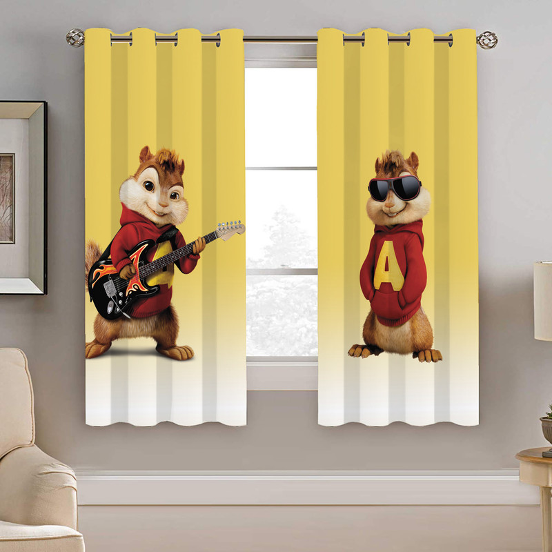 پرده نیروانا طرح آلوین و سنجاب ها پسرونه مدل مخمل کد 4174 سایز 140×200 سانتی متر