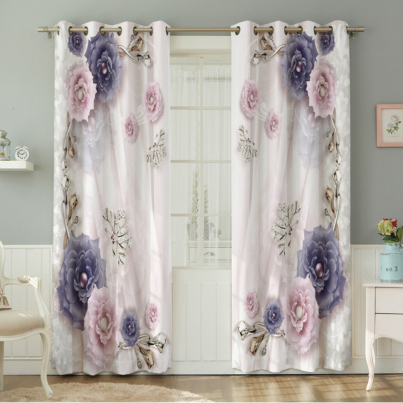 پرده نیروانا طرح گل  مدل مخمل کد 5015 سایز 140×280 سانتی متر