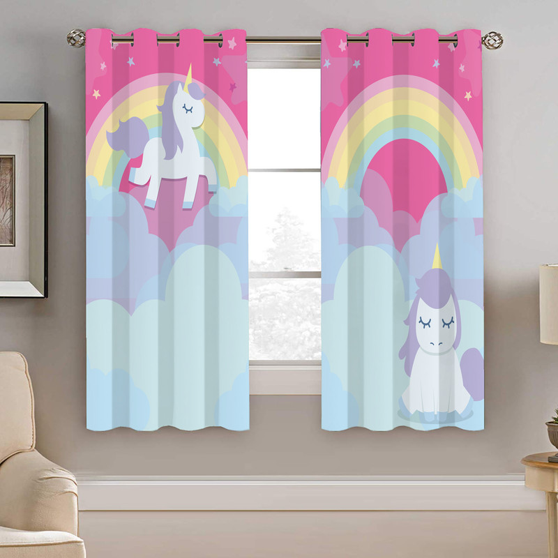 پرده نیروانا طرح تک شاخ کودک مدل مخمل کد 4980 سایز 140×200 سانتی متر