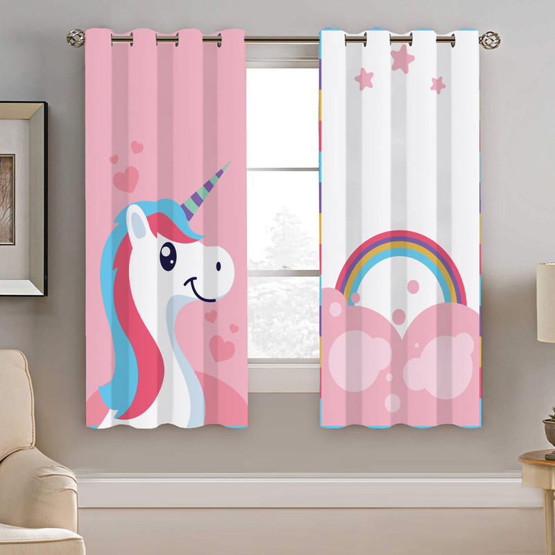 پرده نیروانا طرح تک شاخ کودک مدل مخمل کد 4981 سایز 140×200 سانتی متر