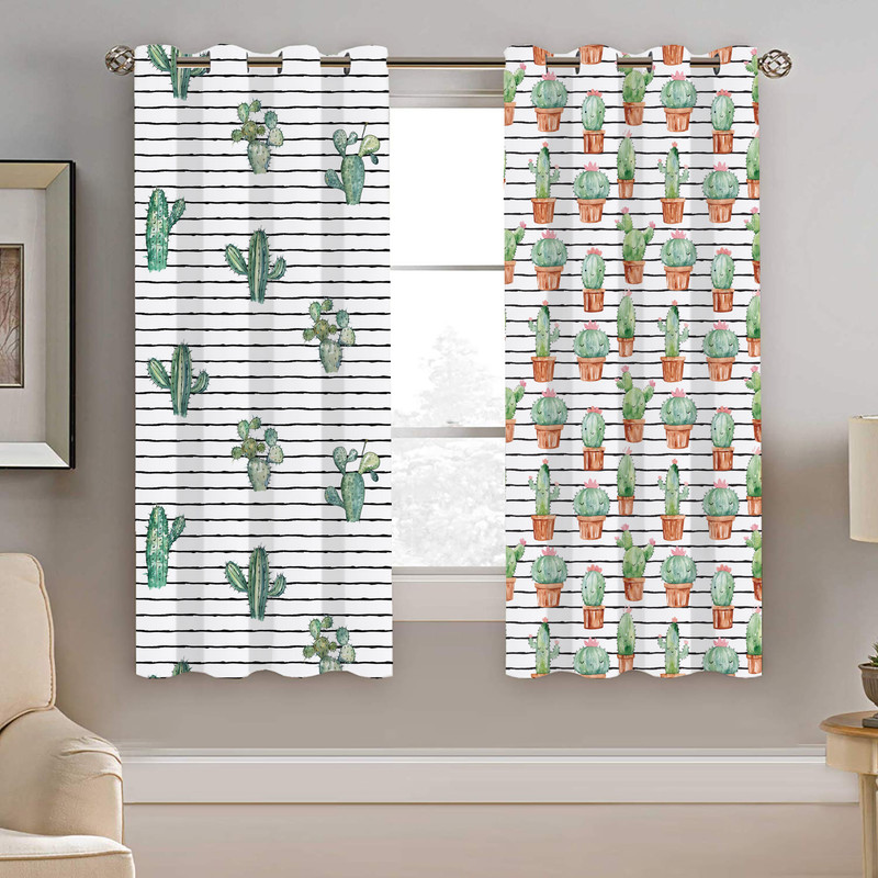 پرده نیروانا طرح کاکتوس مدل مخمل کد 4479 سایز 140×200 سانتی متر