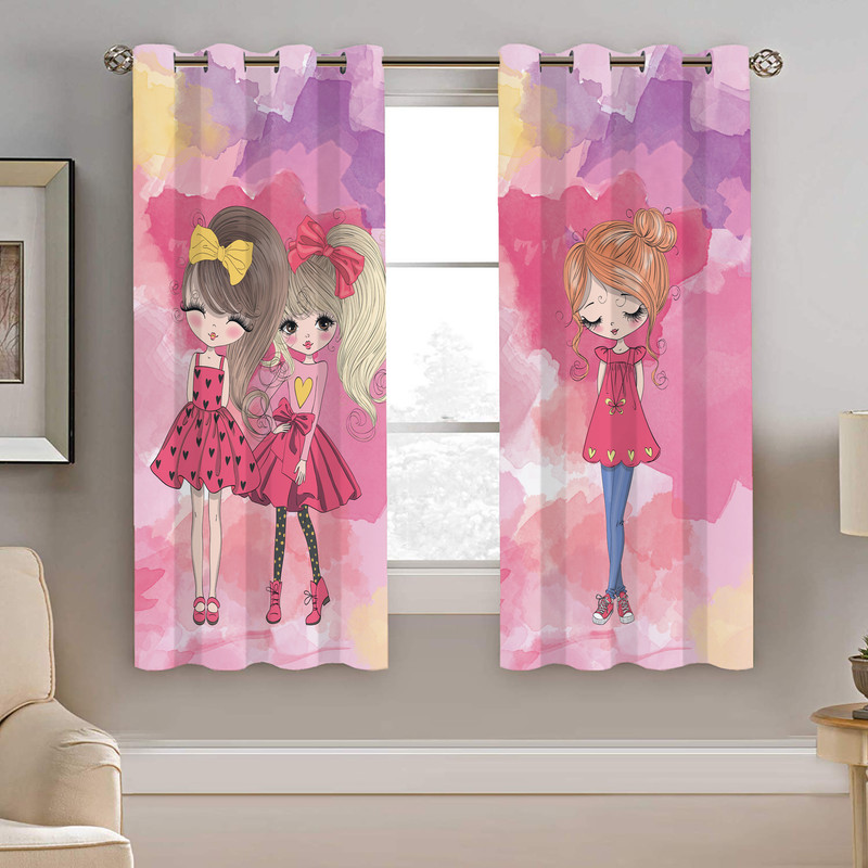 پرده نیروانا طرح دختر ناز کودک مدل هازان کد 8613 سایز 140×200 سانتی متر