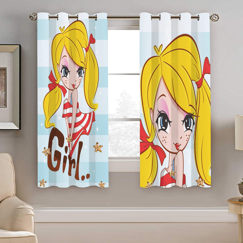 پرده نیروانا طرح چهره دخترونه مدل مخمل کد 5105 سایز 140×200 سانتی متر