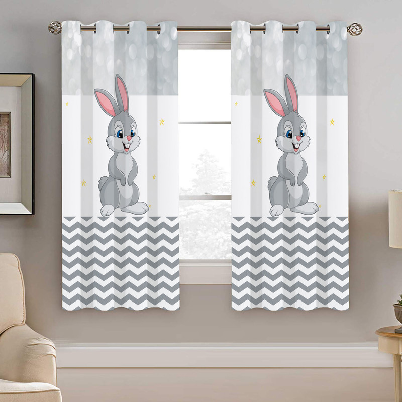 پرده نیروانا طرح خرگوش کودک مدل مخمل کد 8215 سایز 140×200 سانتی متر