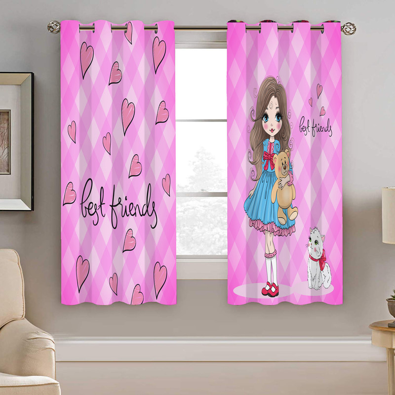 پرده نیروانا طرح دخترونه مدل مخمل کد 5235 سایز 140×200 سانتی متر