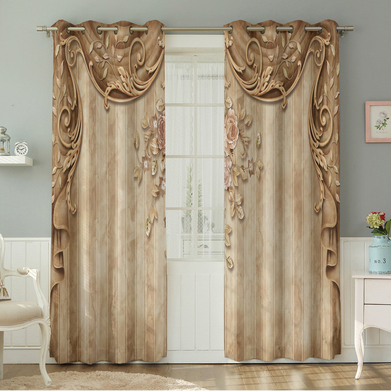 پرده نیروانا طرح سنتی مدل هازان کد 9017 سایز 140×280 سانتی متر