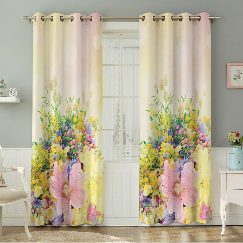 پرده نیروانا طرح گل  مدل هازان کد 8657 سایز 140×280 سانتی متر