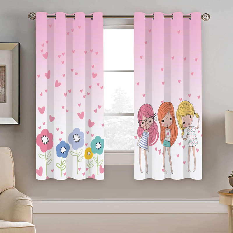 پرده نیروانا طرح گل و دختر کودک مدل هازان کد 8692 سایز 140×200 سانتی متر