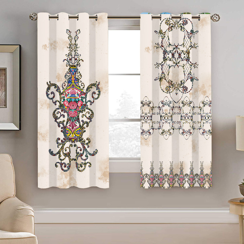 پرده نیروانا طرح سنتی مدل مخمل کد 8019  سایز 140×200 سانتی متر