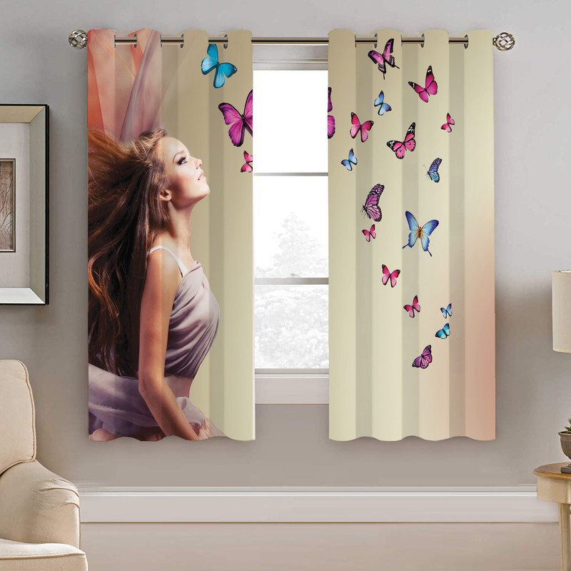 پرده نیروانا طرح دخترونه مدل مخمل کد 8068 سایز 140×200 سانتی متر