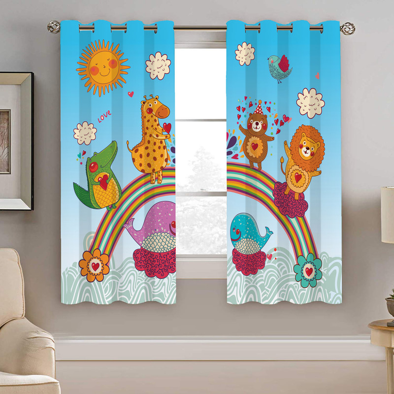 پرده نیروانا طرح حیوانات کودک مدل مخمل کد 8177 سایز 140×200 سانتی متر