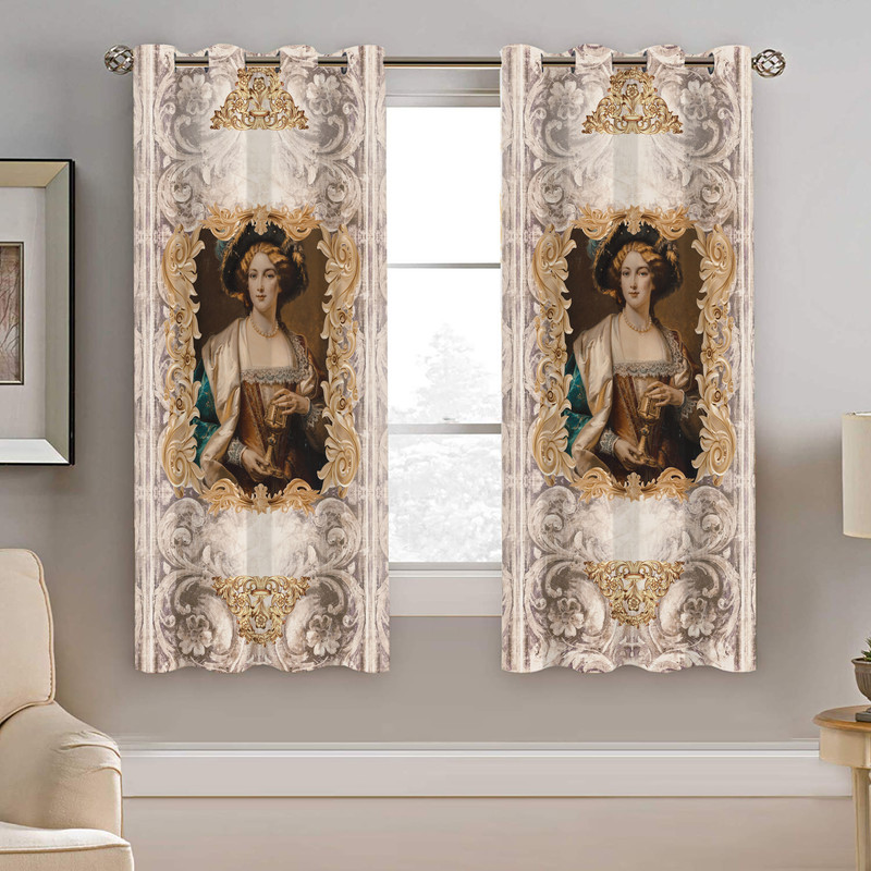 پرده نیروانا طرح قاب عکس مدل هازان کد 9004 سایز 140×200 سانتی متر