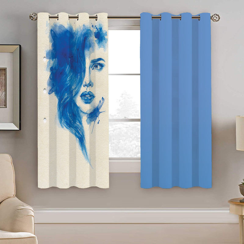 پرده نیروانا طرح نقاشی چهره مدل هازان کد 8887 سایز 140×200 سانتی متر