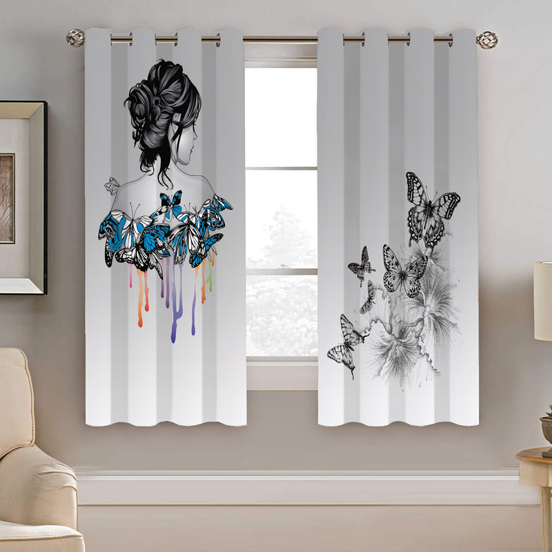 پرده نیروانا طرح پروانه مدل هازان کد 8889 سایز 140×200 سانتی متر