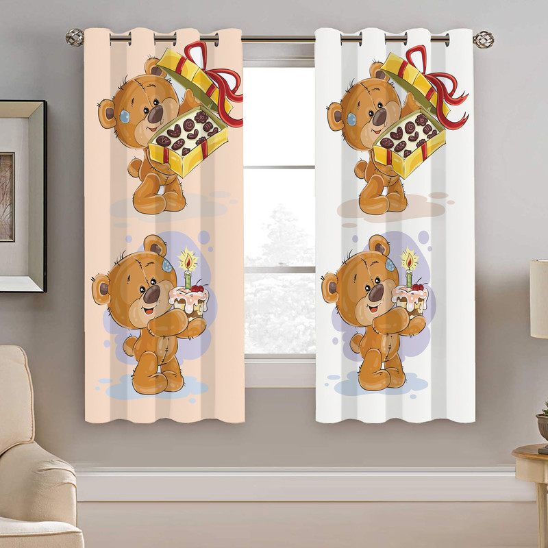 پرده نیروانا طرح خرسی کودک مدل مخمل کد 4344 سایز 140×200 سانتی متر