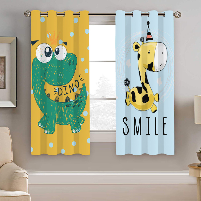 پرده نیروانا طرح زرافه کودک مدل مخمل کد 5122 سایز 140×200 سانتی متر