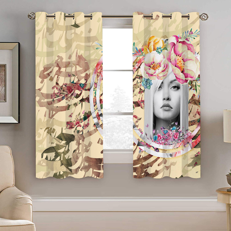 پرده نیروانا طرح چهره شعر مدل مخمل کد 5127 سایز 140×200 سانتی متر