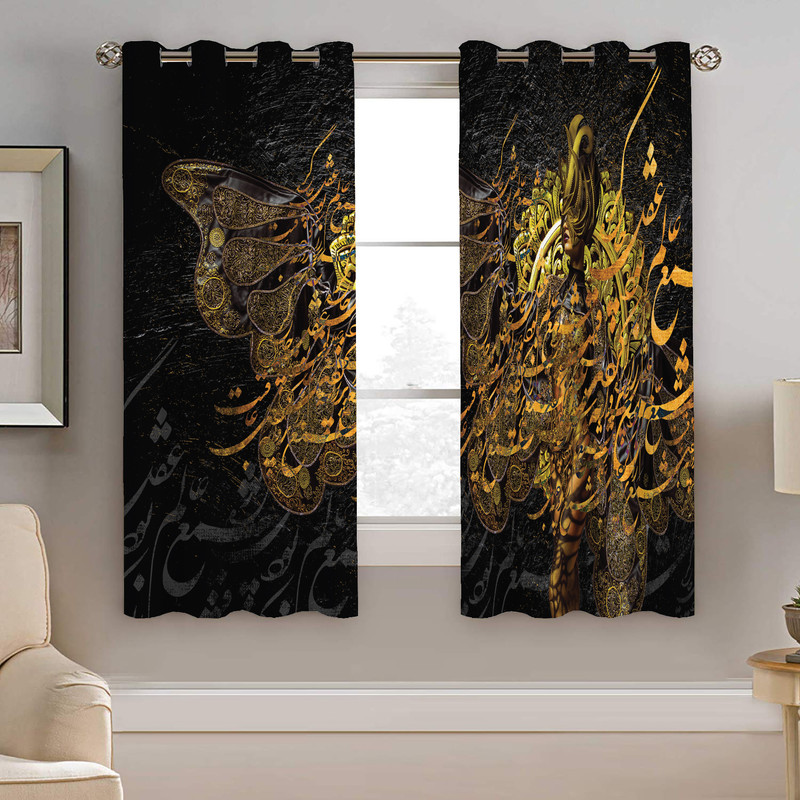 پرده نیروانا طرح شعر مدل مخمل کد 5139 سایز 140×200 سانتی متر