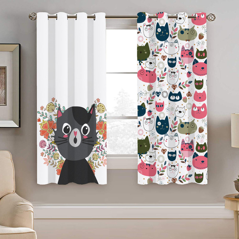 پرده نیروانا طرح گربه کودک مدل هازان کد 8548 سایز 140×200 سانتی متر