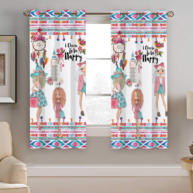 پرده نیروانا طرح دختر کودک مدل هازان کد 8572 سایز 140×200 سانتی متر