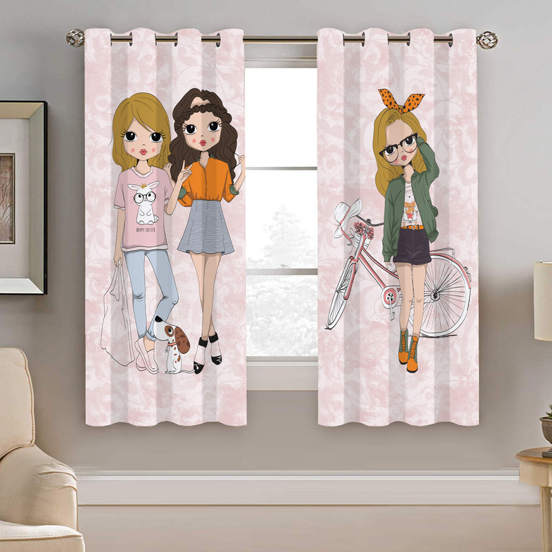 پرده نیروانا طرح دختر کودک مدل هازان کد 8605 سایز 140×200 سانتی متر