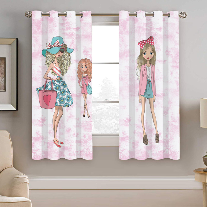 پرده نیروانا طرح دختر کودک مدل هازان کد 8606 سایز 140×200 سانتی متر