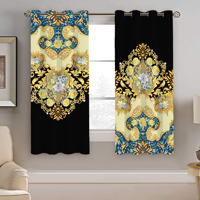 پرده نیروانا طرح سنتی مدل هازان کد 8953 سایز 140×200 سانتی متر