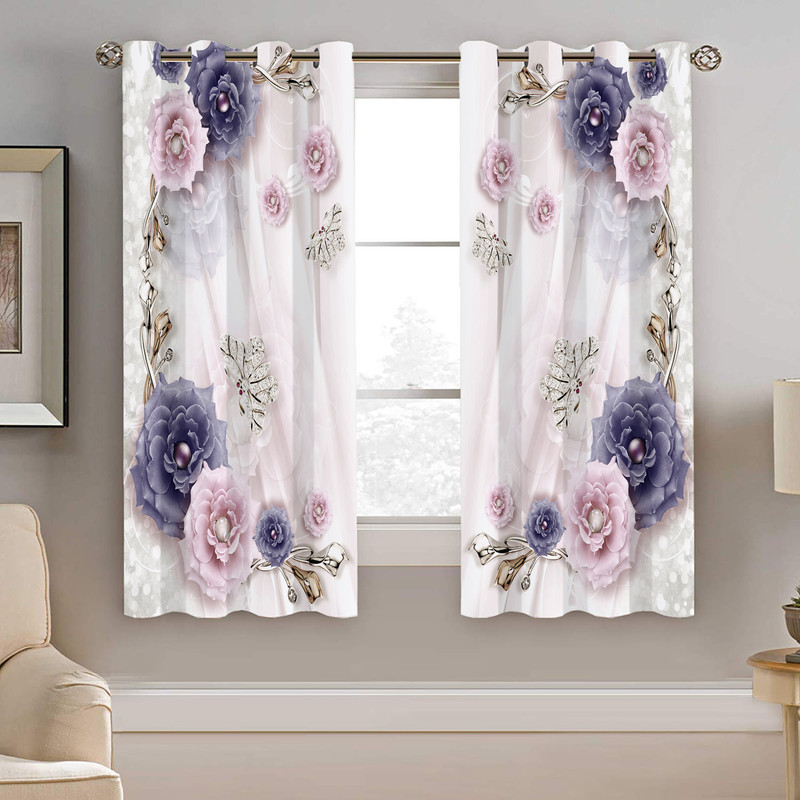 پرده نیروانا طرح گل مدل مخمل کد 5015 سایز 140×200 سانتی متر