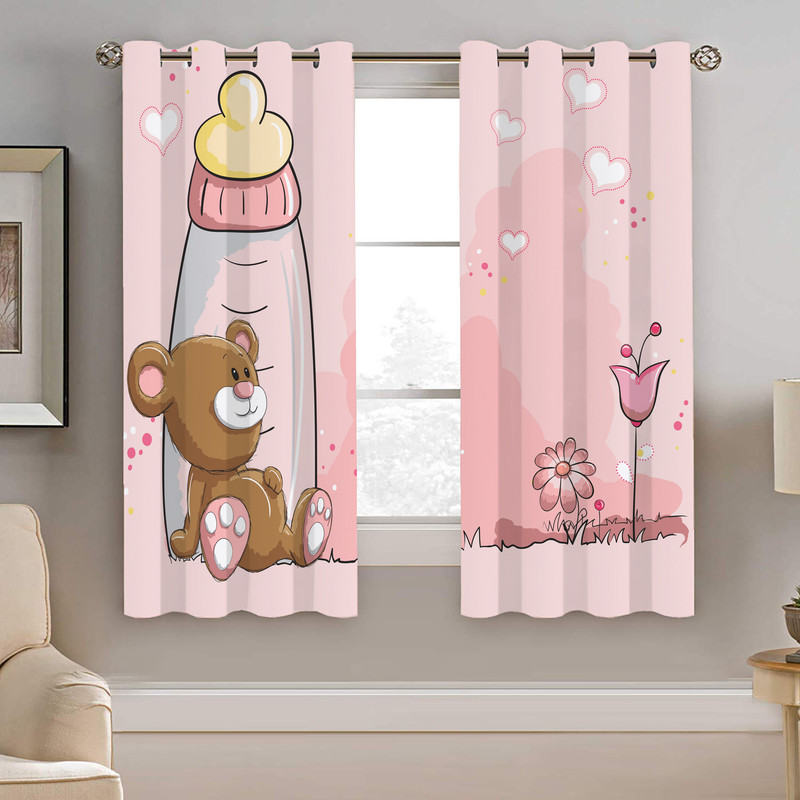 پرده نیروانا طرح خرسی کودک مدل مخمل کد 5010 سایز 140×200 سانتی متر