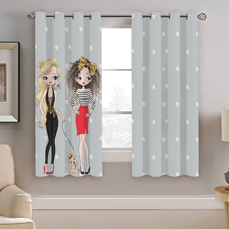 پرده نیروانا طرح دخترونه مدل مخمل کد 5085 سایز 140×200 سانتی متر