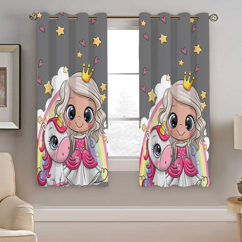 پرده نیروانا طرح تک شاخ کودک مدل مخمل کد 5102 سایز 140×200 سانتی متر