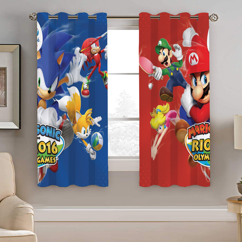 پرده نیروانا طرح سونیک کودک مدل مخمل کد 4803 سایز 140×200 سانتی متر