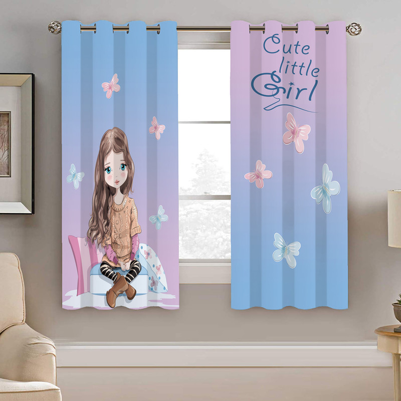 پرده نیروانا طرح دختر کوچولو کودک مدل هازان کد 8255 سایز 140×200 سانتی متر