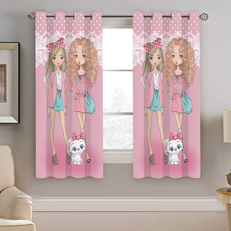 پرده نیروانا طرح دختر کودک مدل هازان کد 8256 سایز 140×200 سانتی متر