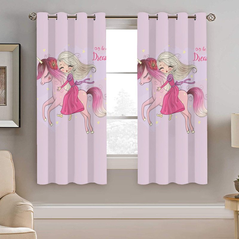 پرده نیروانا طرح دختر و تک شاخ کودک مدل هازان کد 8230 سایز 140×200 سانتی متر