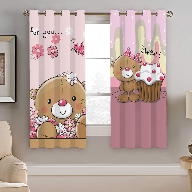 پرده نیروانا طرح خرس کودک مدل مخمل کد 8357 سایز 140×200 سانتی متر