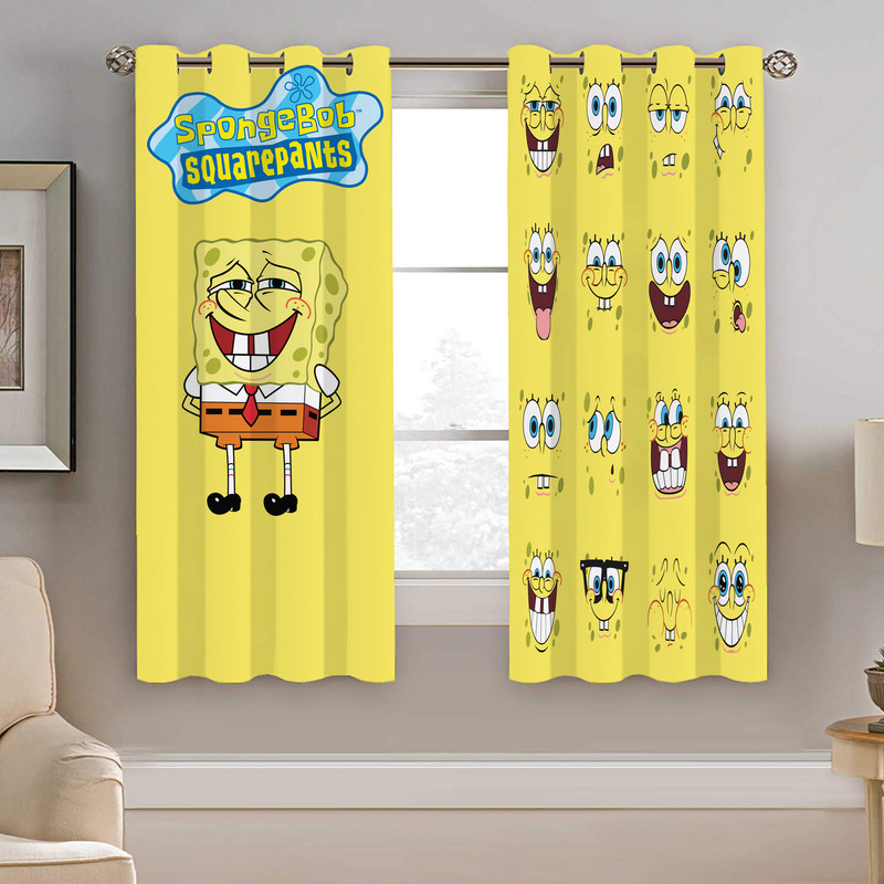 پرده نیروانا طرح باب اسفنجی کودک مدل مخمل کد 4153 سایز 140×200 سانتی متر