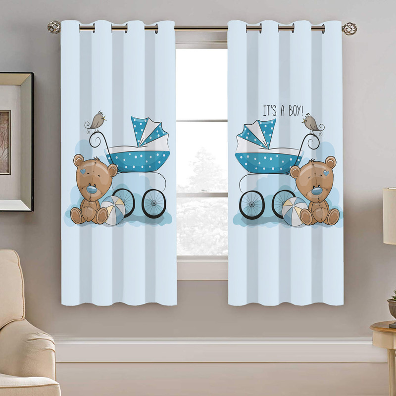 پرده نیروانا طرح خرس کودک مدل مخمل کد 4100 سایز 140×200 سانتی متر