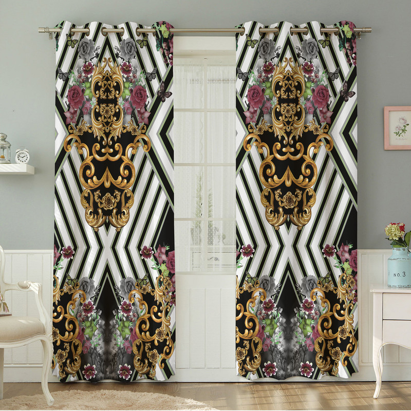 پرده نیروانا طرح  سنتی مدل هازان کد 4601 سایز 140×280 سانتی متر