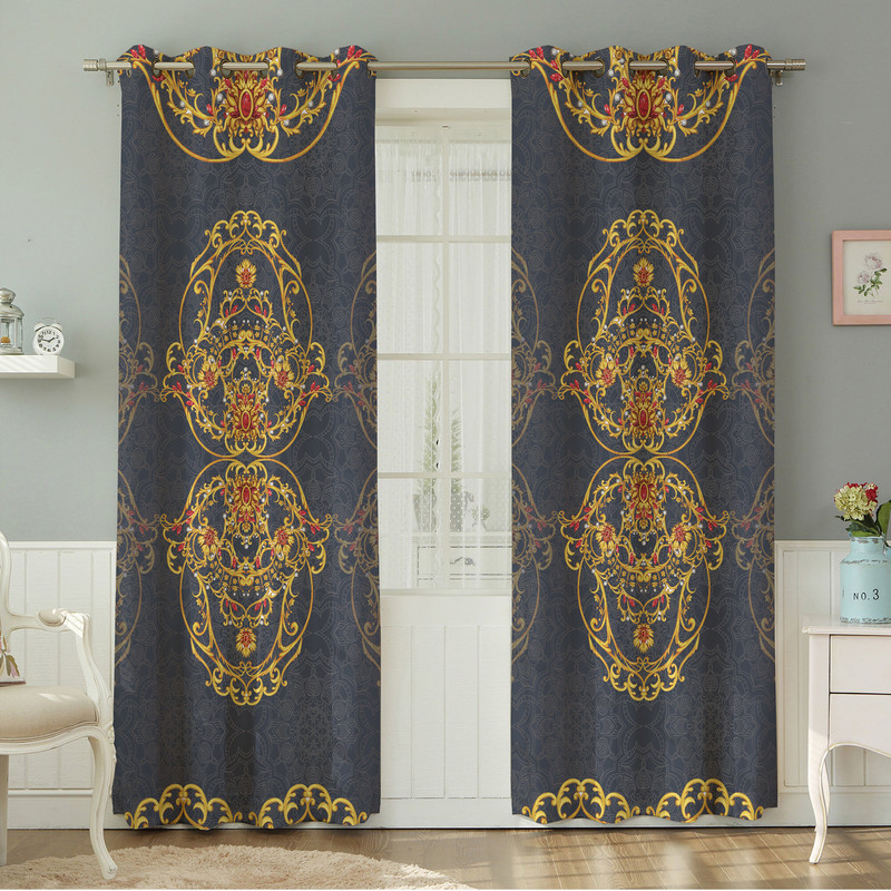 پرده نیروانا طرح سنتی مدل هازان کد 4570 سایز 140×280 سانتی متر