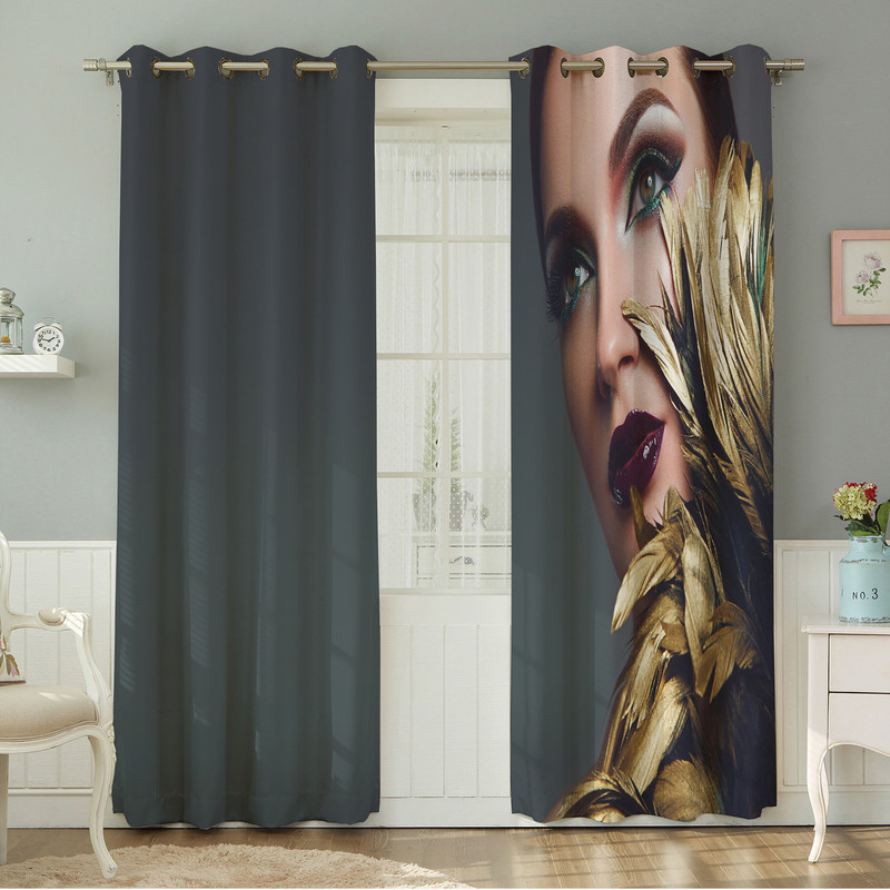 پرده نیروانا طرح چهره مدل هازان کد 4876سایز 140×280 سانتی متر