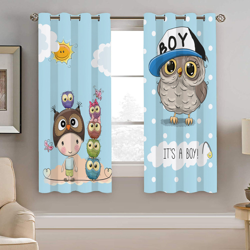 پرده نیروانا طرح جغد کودک مدل مخمل کد 8137 سایز 140×200 سانتی متر