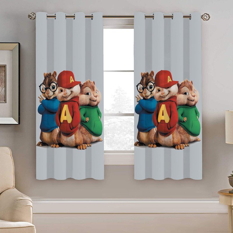 پرده نیروانا طرح آلوین و سنجاب ها کودک مدل مخمل کد 8142 سایز 140×200 سانتی متر