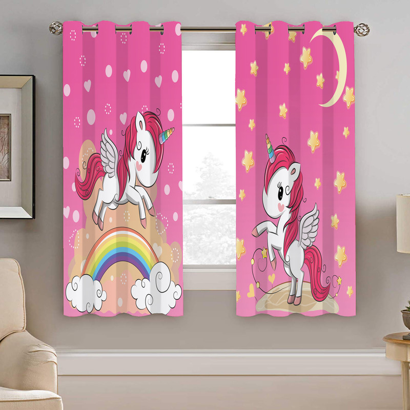 پرده نیروانا طرح تک شاخ کودک مدل مخمل کد 4434 سایز 140×200 سانتی متر