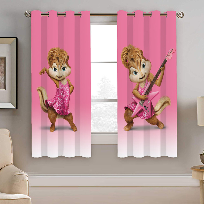 پرده نیروانا طرح آلوین و سنجاب ها دخترونه مدل مخمل کد 4170 سایز 140×200 سانتی متر