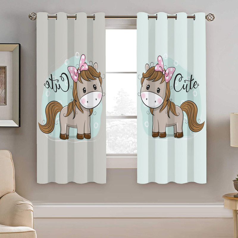 پرده نیروانا طرح اسب کودک مدل مخمل کد 4135 سایز 140×200 سانتی متر