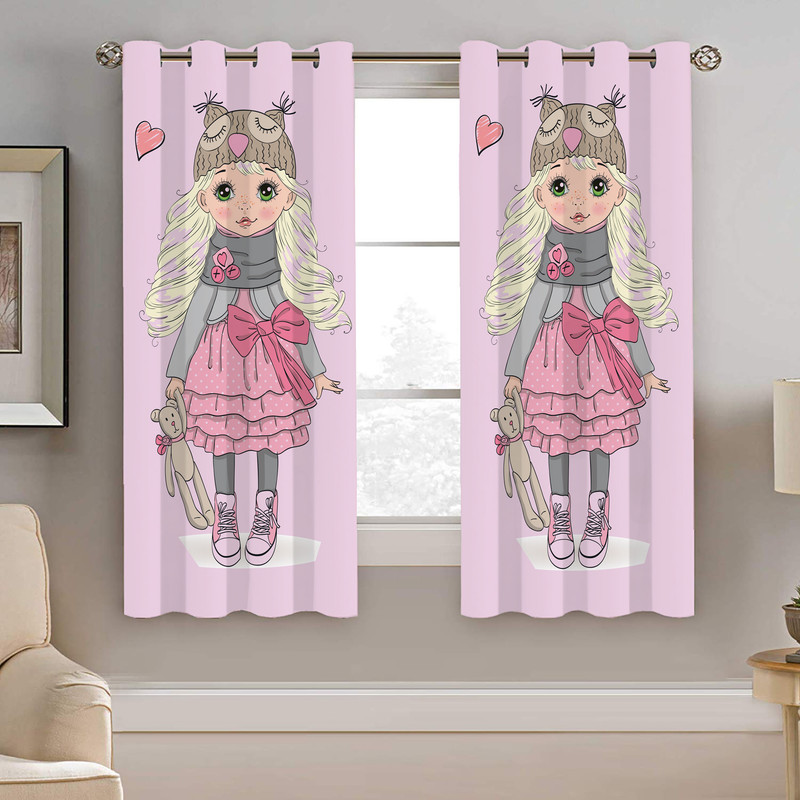 پرده نیروانا طرح دخترونه مدل مخمل کد 4082 سایز 140×200 سانتی متر