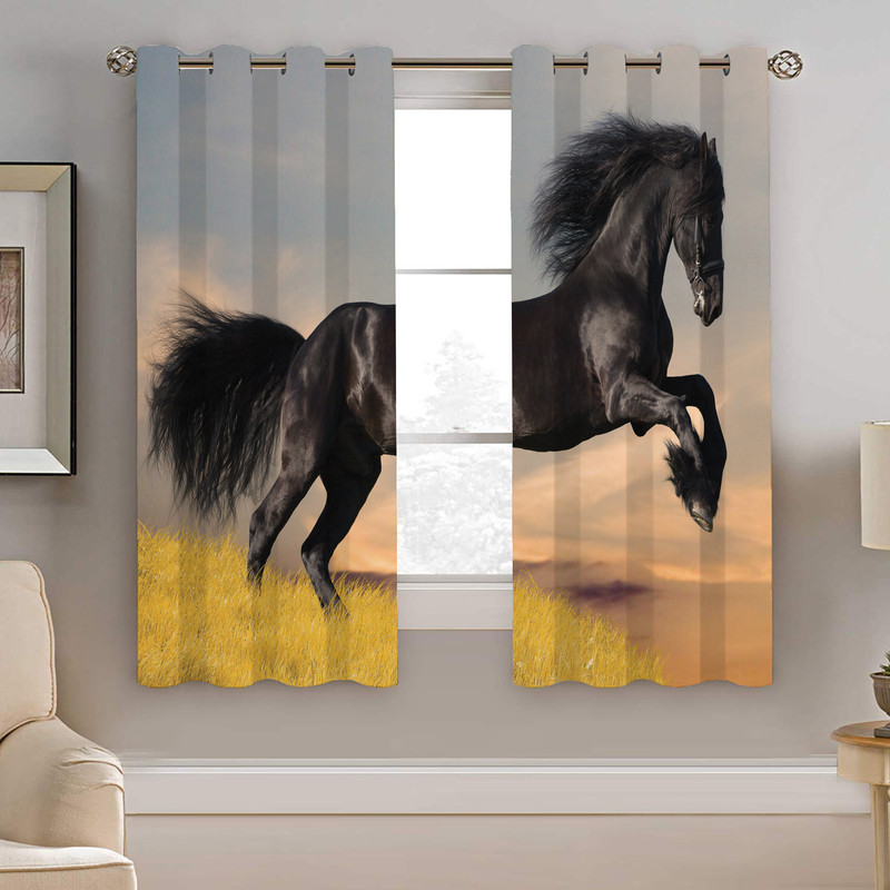 پرده نیروانا طرح اسپ مدل مخمل کد 4367 سایز 140×200 سانتی متر